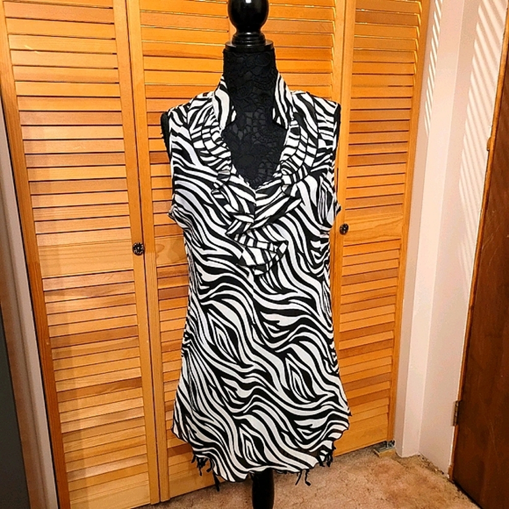 Zebra stripped long tunic blouse